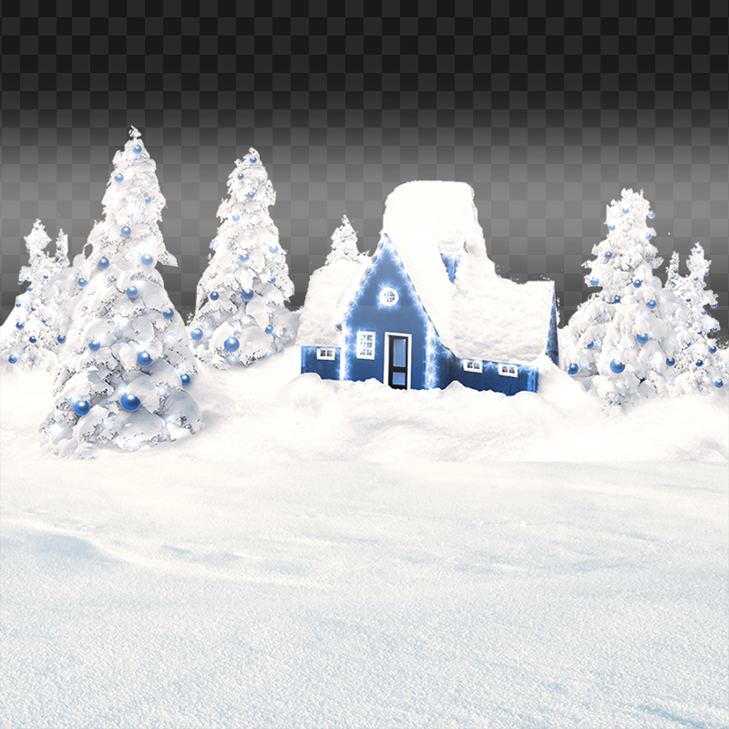 HD Christmas Winter House Covered In Snow PNG