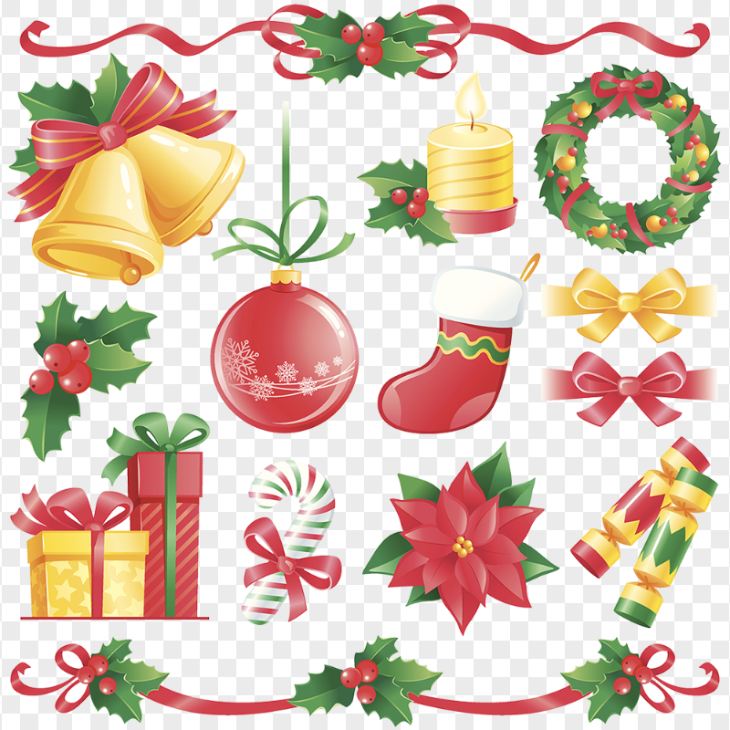 HD Christmas Xmas Flat Elements Icons PNG