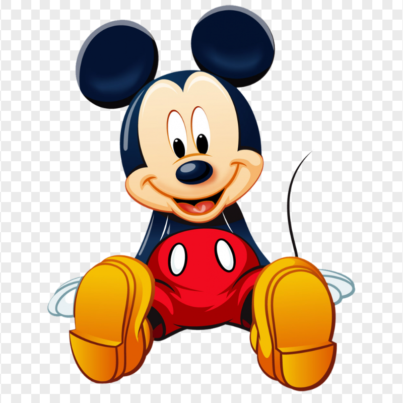 HD Classic Mickey Mouse Sitting Down Illustration PNG