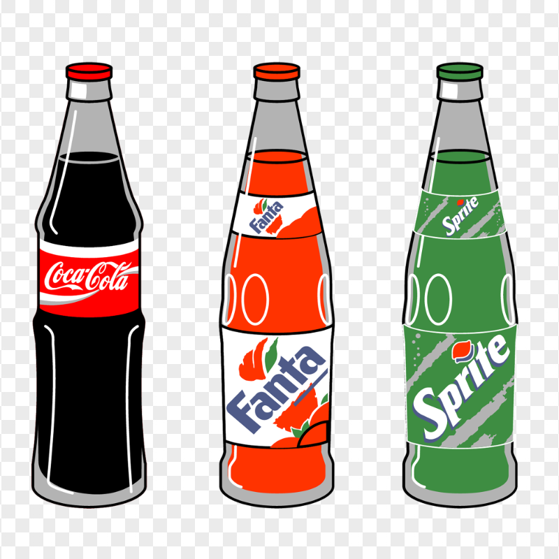 HD Coca-Cola, Fanta And Sprite Bottles Clipart Cartoon PNG