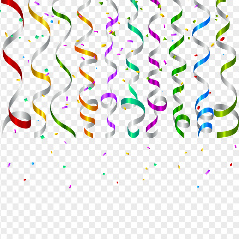 HD Colorful Confetti Ribbons Celebration PNG