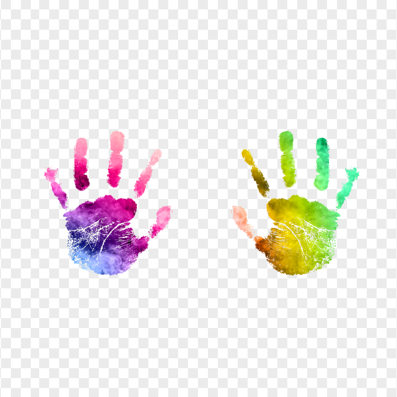 HD Colorful Two Realistic Hand Print PNG | Citypng