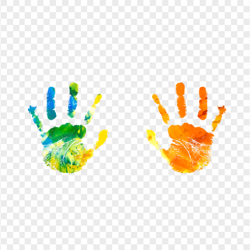 HD Colorful Two Realistic Handprint PNG