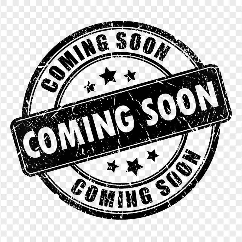 HD Coming Soon Black Stamp Sign PNG