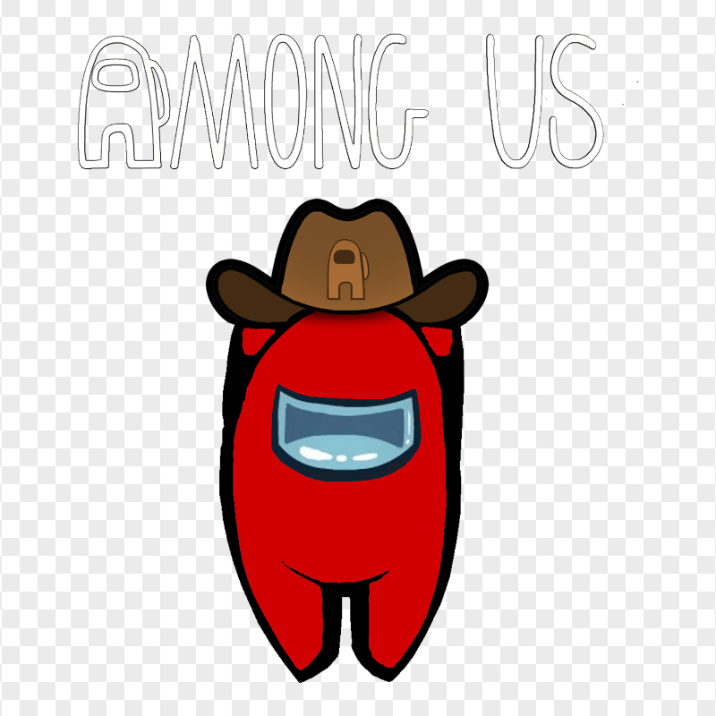 HD Cowboy Hat Red Among Us Character With Logo PNG
