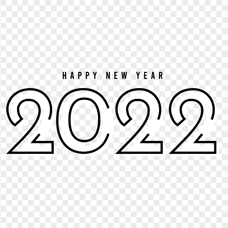 HD Creative Black & White Happy New Year 2022 PNG