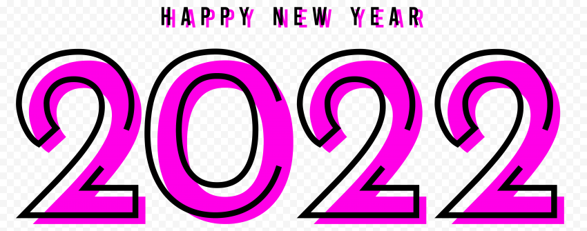 HD Creative Pink & Black Happy New Year 2022 PNG