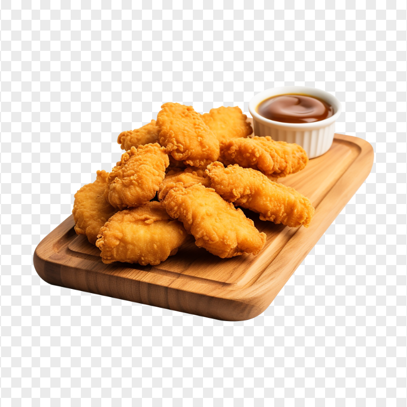 HD Crispy Fried Nuggets on Plate with Ketchup PNG