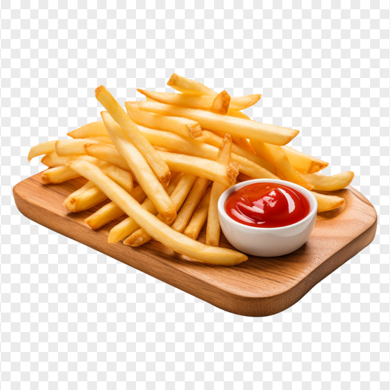 HD Crispy Potato Fries With Ketchup on Plate Transparent PNG
