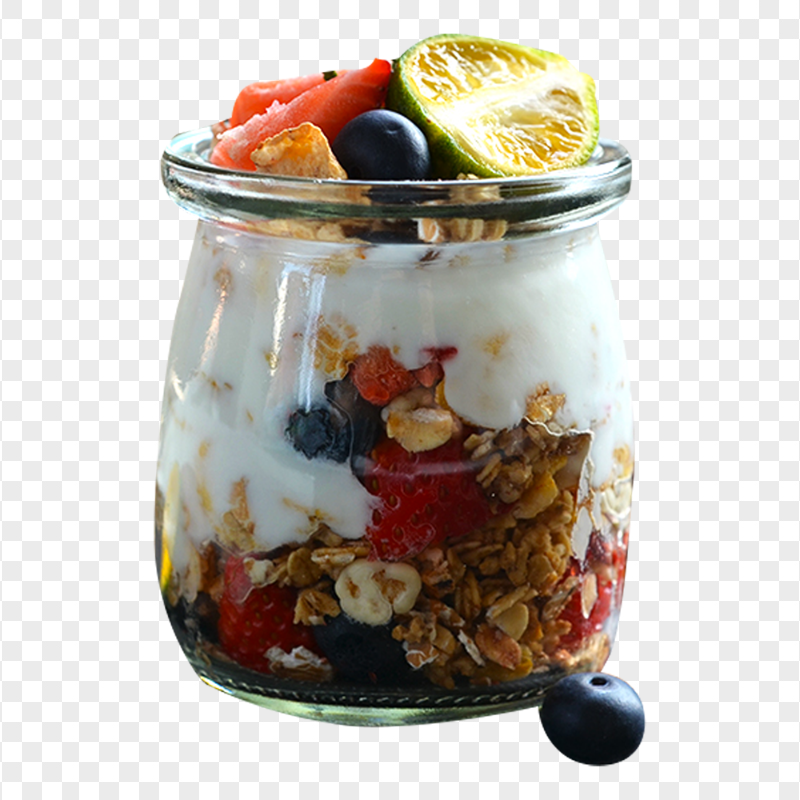 HD Cup Of Yogurt With Fruits Transparent PNG