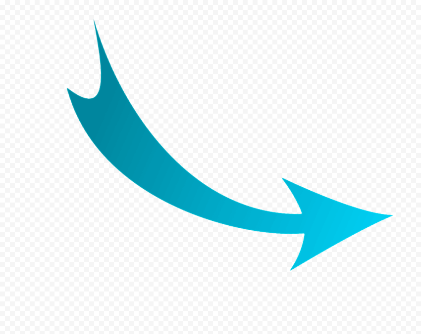 HD Curved Down Right Blue Arrow Transparent PNG