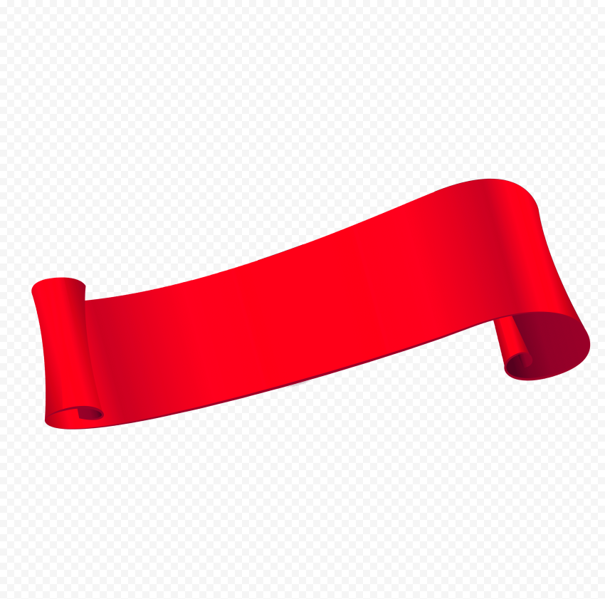 HD Curved Red Banner Ribbon Scroll Transparent PNG