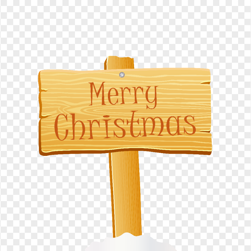 HD Cute Cartoon Wooden Banner Merry Christmas Snow PNG