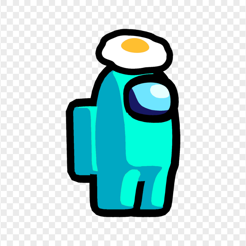 HD Cyan Among Us Character Egg Hat PNG