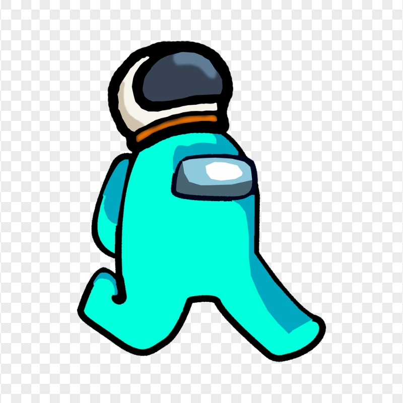 HD Cyan Among Us Character Walking With Astronaut Helmet PNG