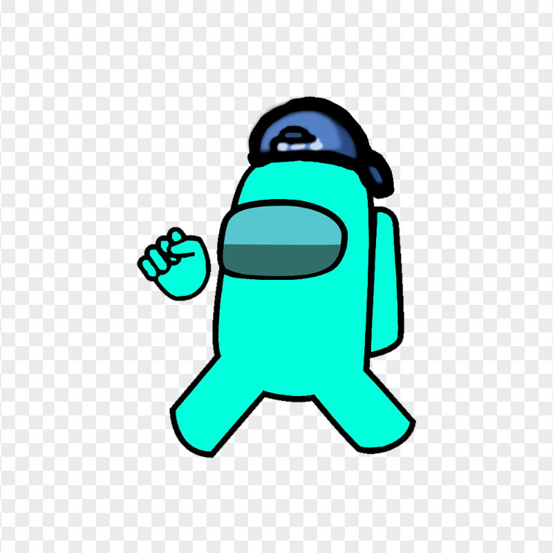 HD Cyan Among Us Character Wear Backwards Baseball Cap PNG