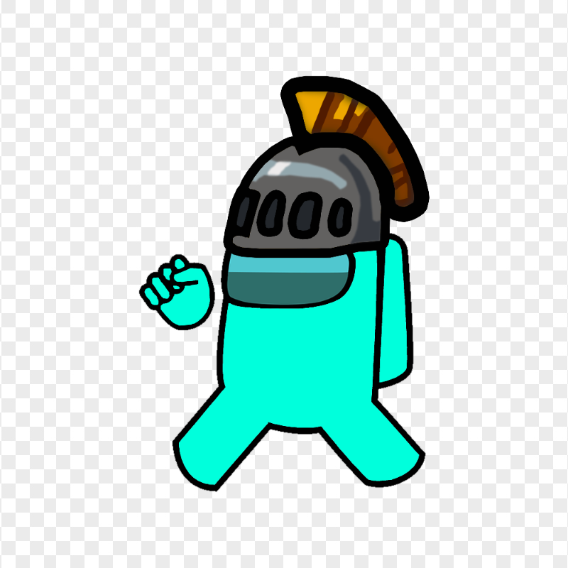 HD Cyan Among Us Character Wear Knight Helmet PNG