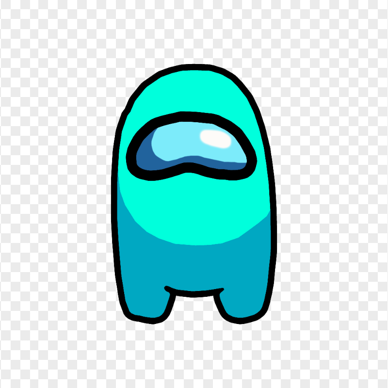 HD Cyan Among Us Crewmate Character Front View PNG