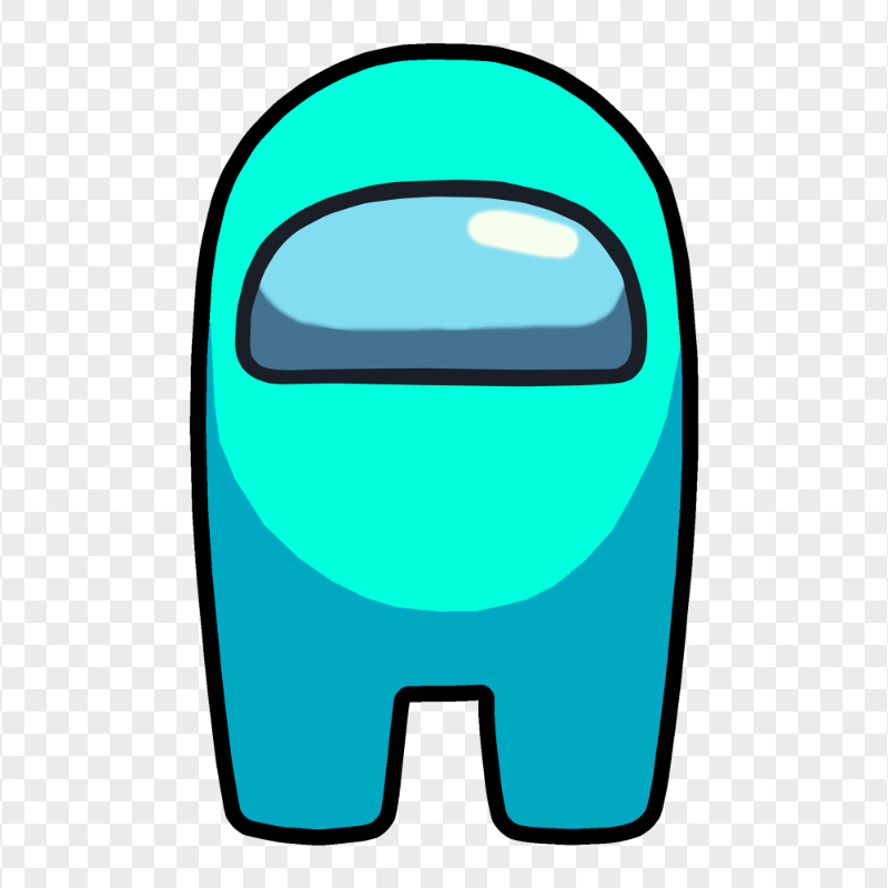HD Cyan Among Us Crewmate Front View PNG