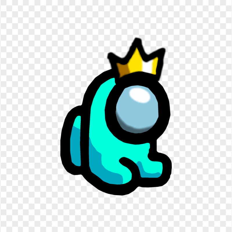 HD Cyan Among Us Mini Crewmate Baby With Crown Hat PNG