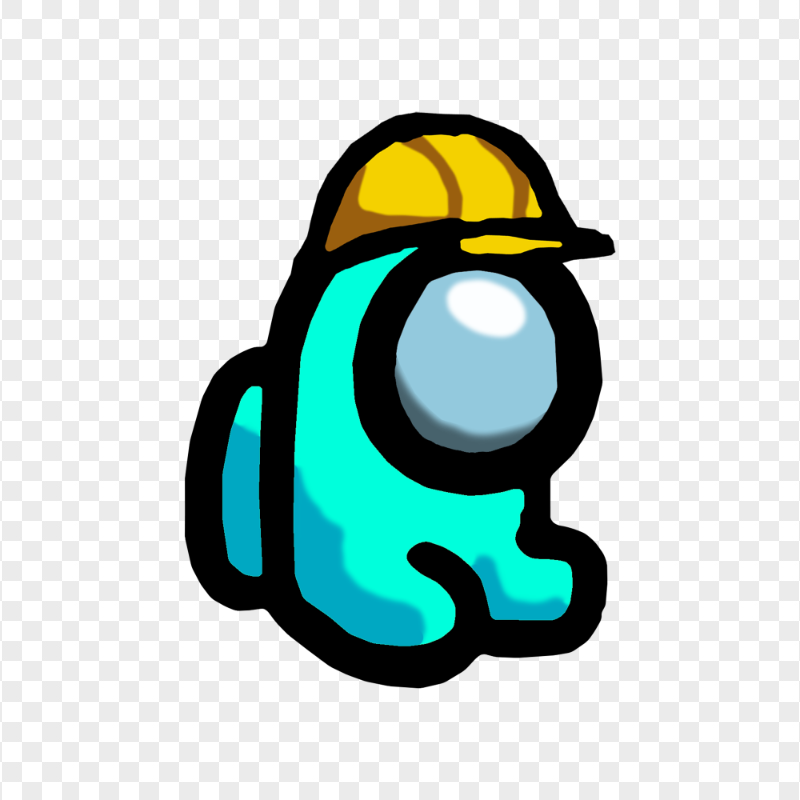 HD Cyan Among Us Mini Crewmate Hard Construction Hat PNG