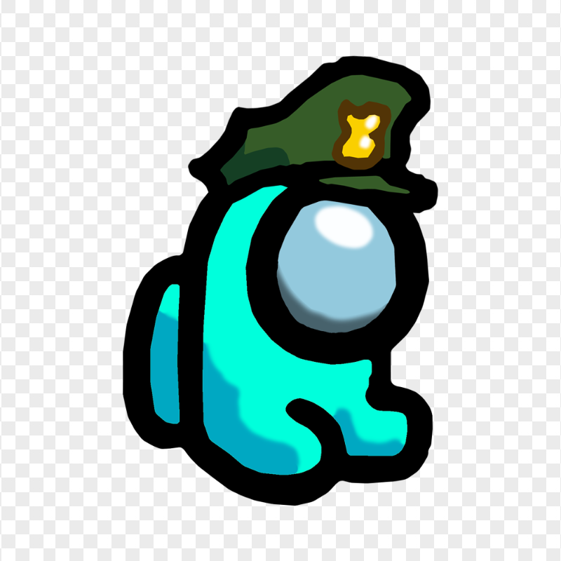 HD Cyan Among Us Mini Crewmate Military Hat PNG
