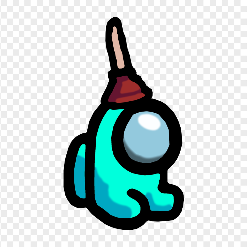 HD Cyan Among Us Mini Crewmate Plunger Hat PNG