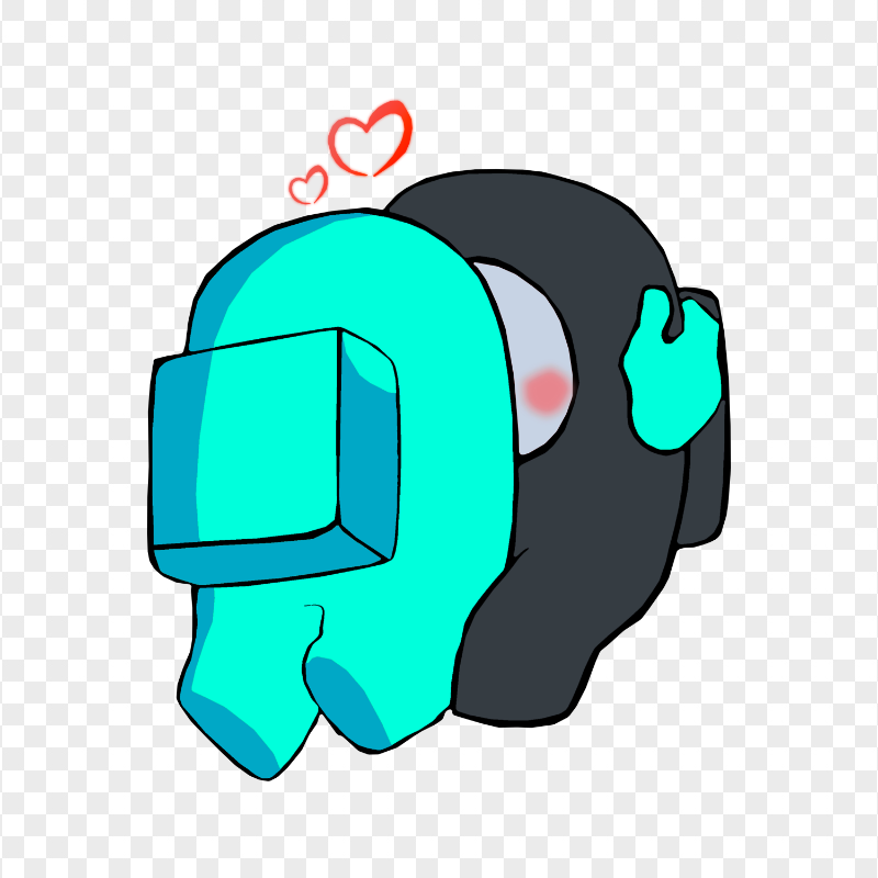 HD Cyan Kiss Black Among Us Characters In Love PNG
