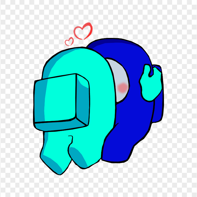 HD Cyan Kiss Blue Among Us Characters In Love PNG