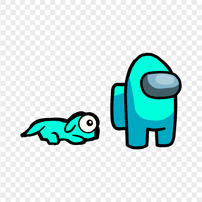 HD Cyan Light Blue Among Us Character Sitting Pet Dog PNG
