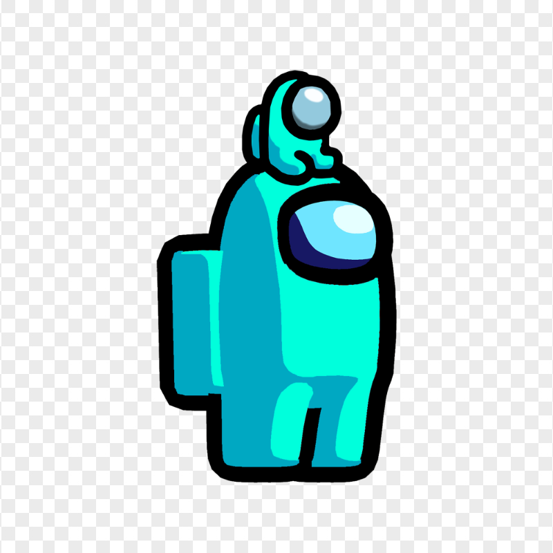 HD Cyan Light Blue Among Us Game Character Baby On Head PNG