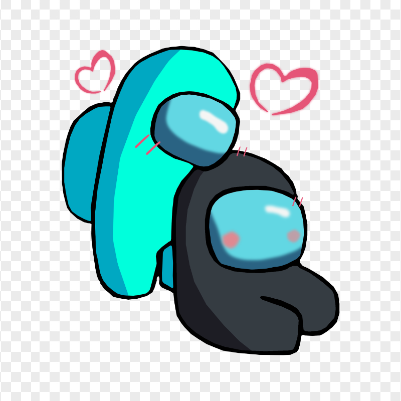 HD Cyan Love Black Among Us Characters Valentines Romance PNG