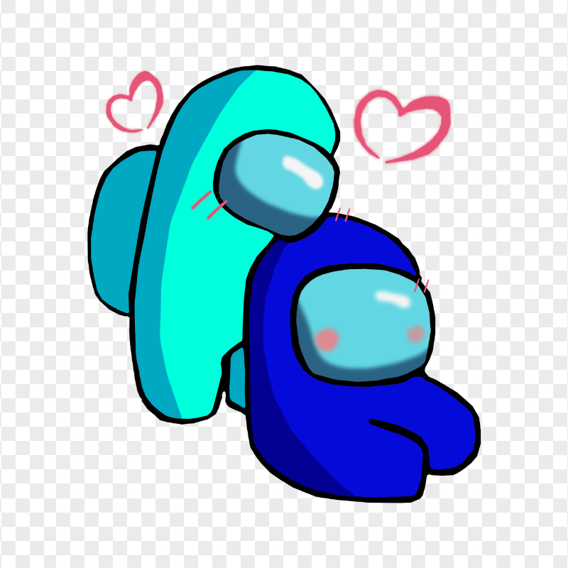 HD Cyan Love Blue Among Us Characters Valentines Romance PNG