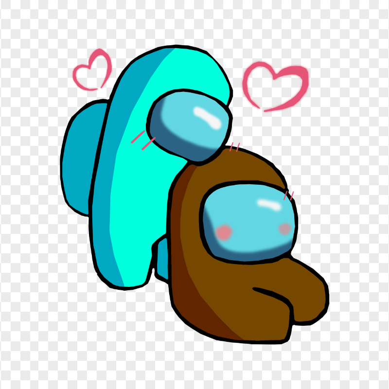 HD Cyan Love Brown Among Us Characters Valentines Romance PNG