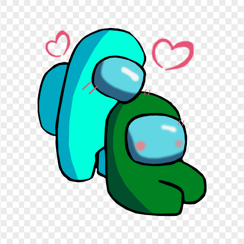 HD Cyan Love Green Among Us Characters Valentines Romance PNG