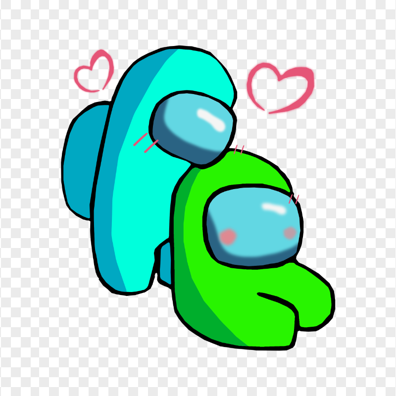 HD Cyan Love Lime Among Us Characters Valentines Romance PNG