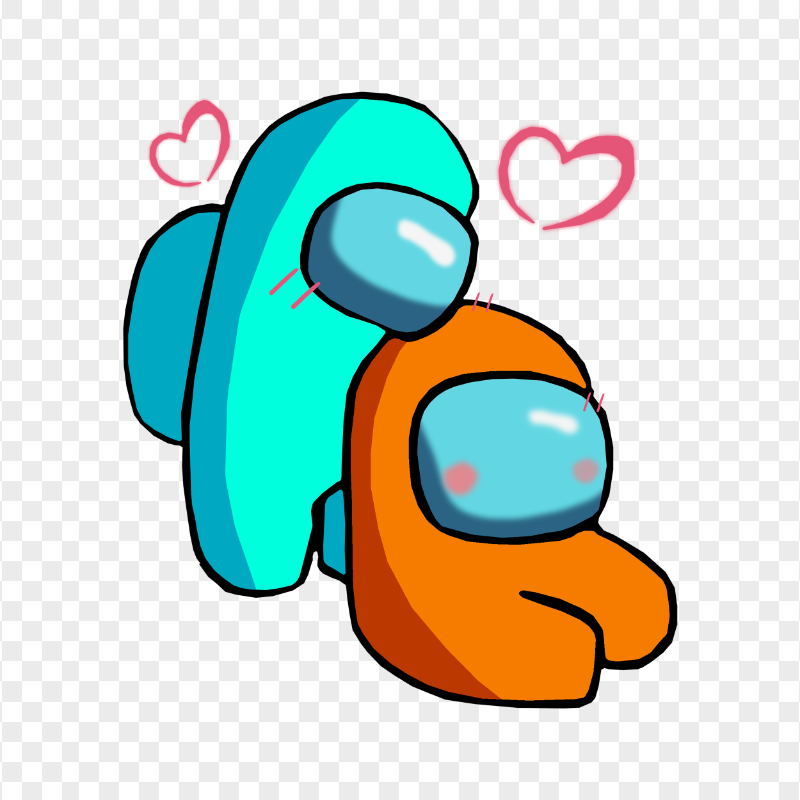 HD Cyan Love Orange Among Us Characters Valentines Romance PNG