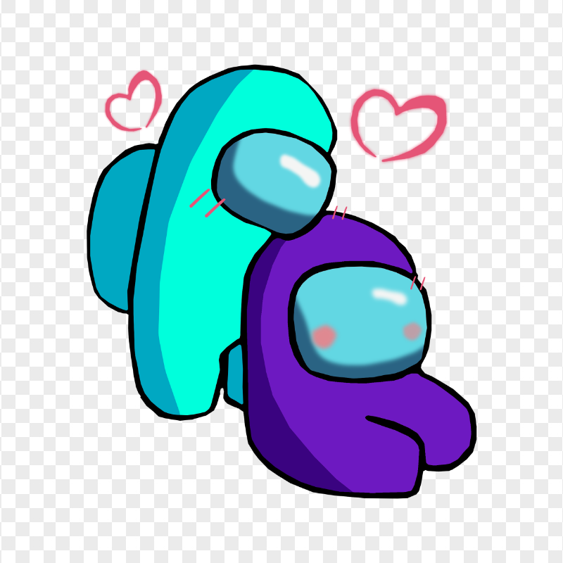 HD Cyan Love Purple Among Us Characters Valentines Romance PNG