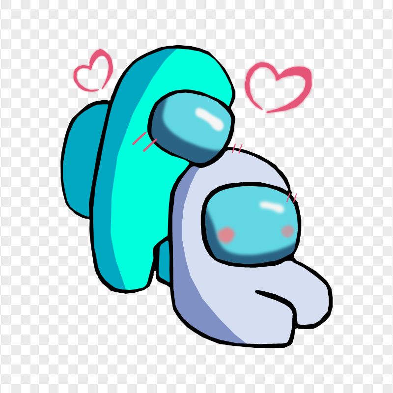 HD Cyan Love White Among Us Characters Valentines Romance PNG