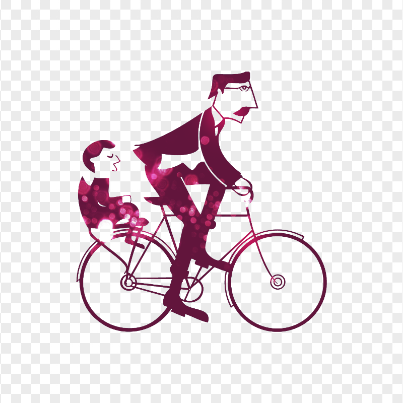HD Dad And Kid Riding Bicycle Father's Day Illustration PNG