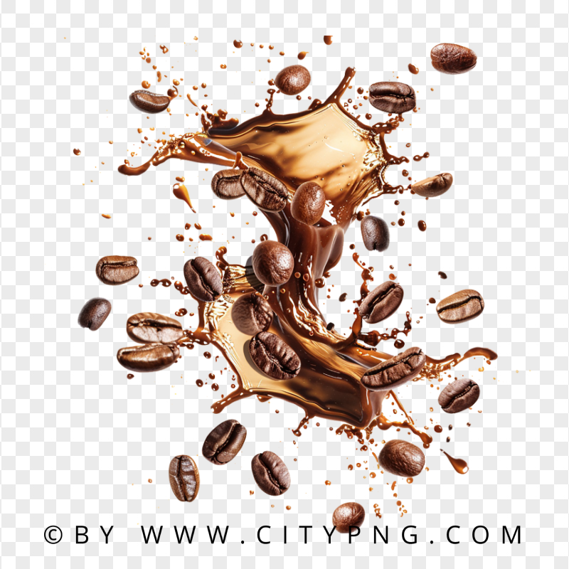 HD Coffee Beans Splash Effect Transparent Background | Citypng