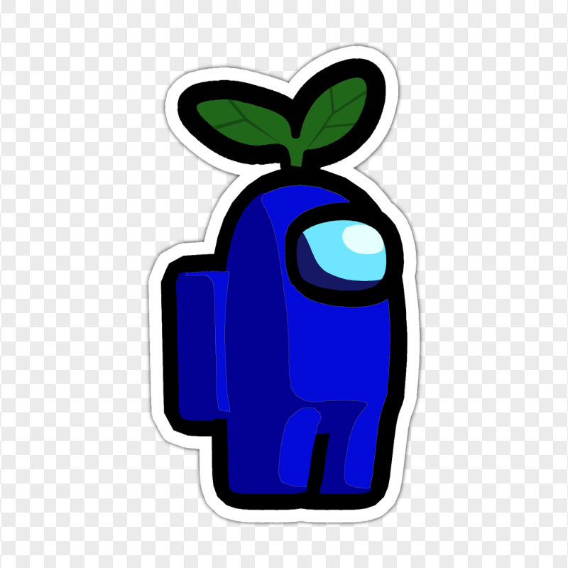 HD Dark Blue Among Us Character Leaf Hat Stickers PNG