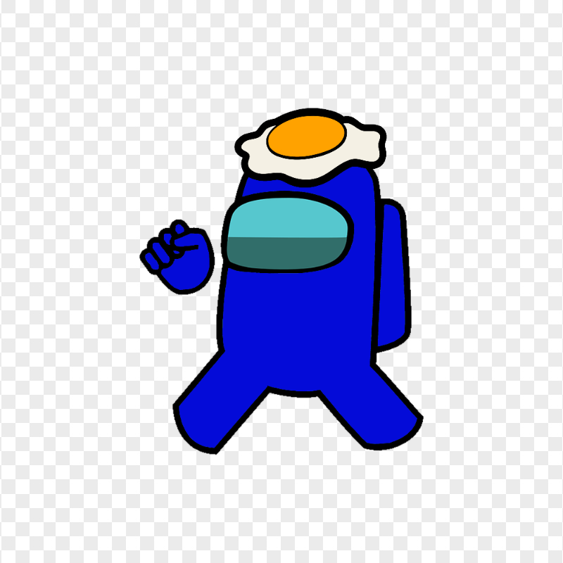 HD Dark Blue Among Us Crewmate Character With Egg On Head PNG