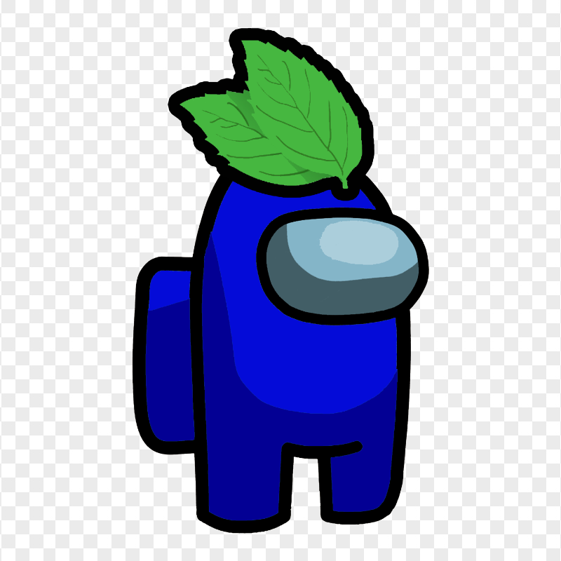 HD Dark Blue Among Us Crewmate Character With Leaf Hat PNG
