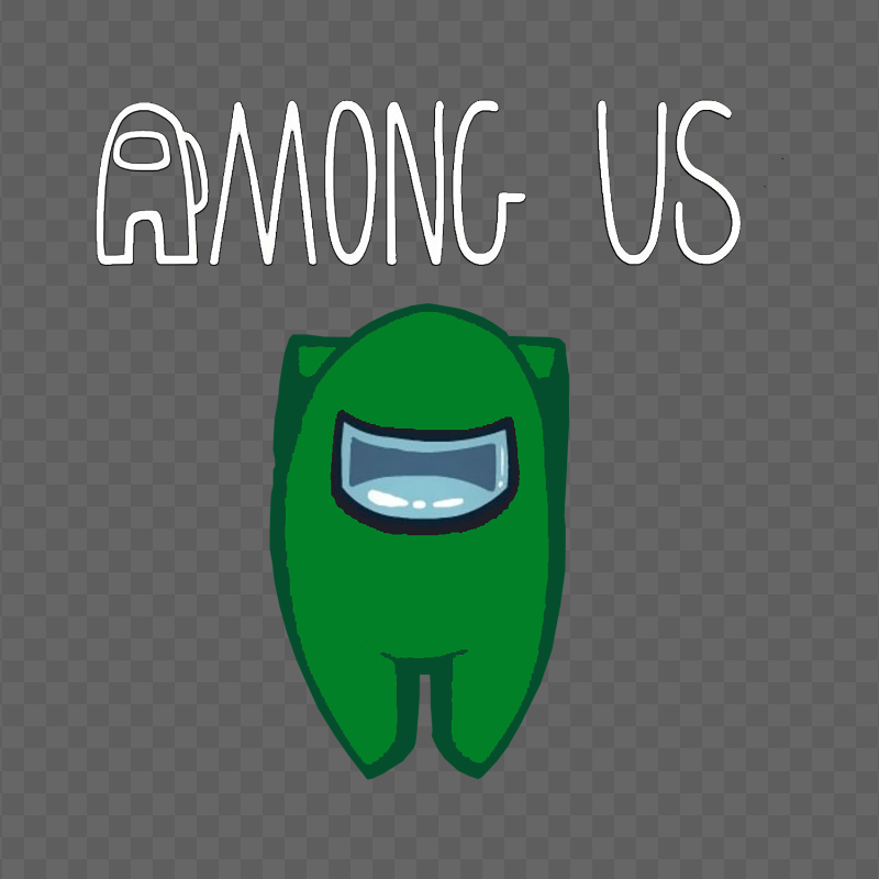 HD Dark Green Among Us Character With Logo PNG