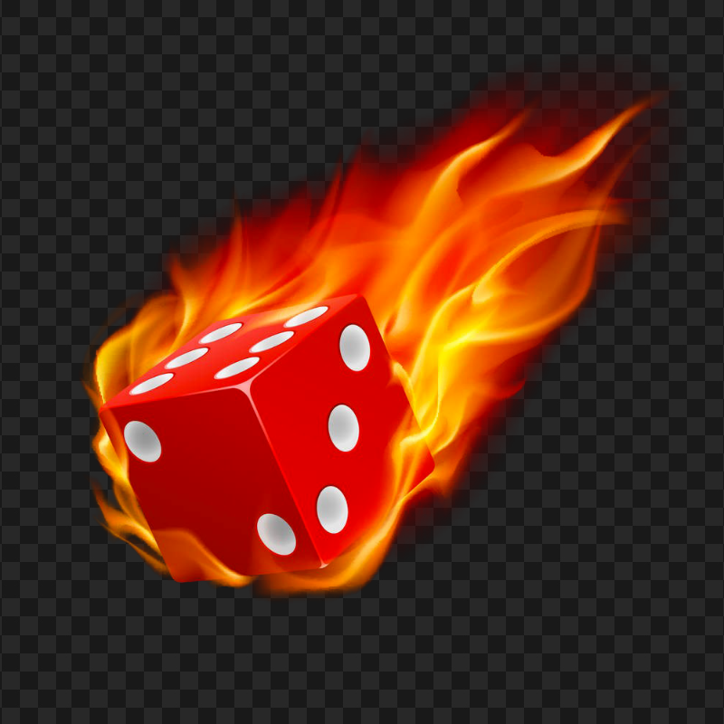 HD Dice Game On Fire Flame PNG