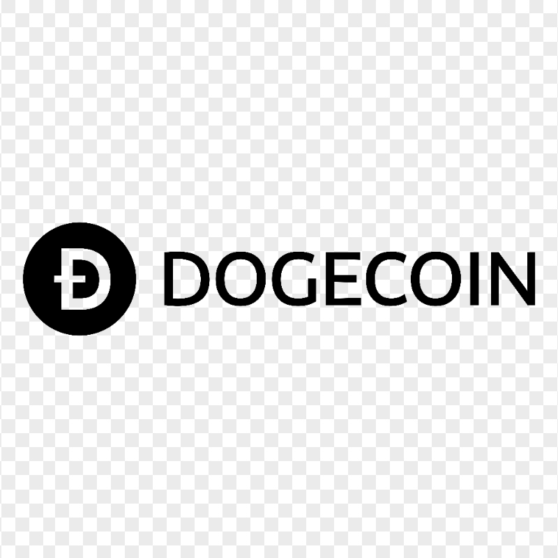 HD Dogecoin Black Text Logo PNG