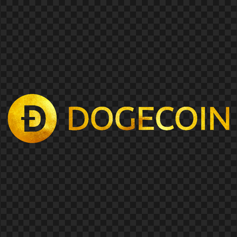 HD Dogecoin Gold Text Logo PNG