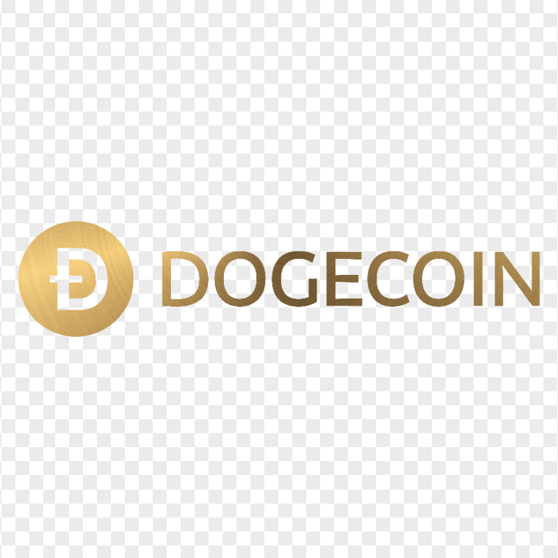 HD Dogecoin Golden Text Logo PNG
