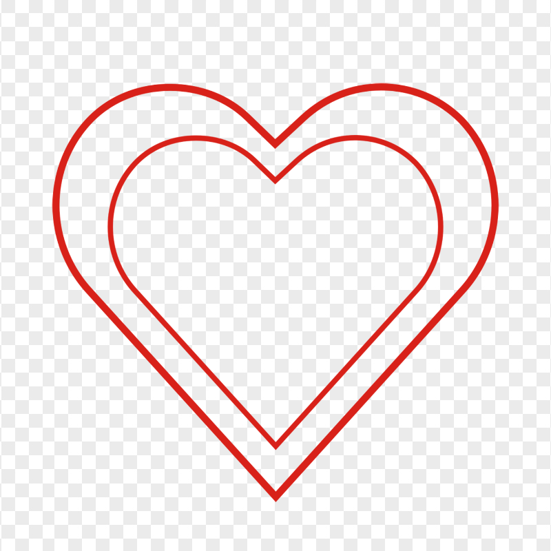 HD Double Red Outline Hearts Love Romance Valentine PNG